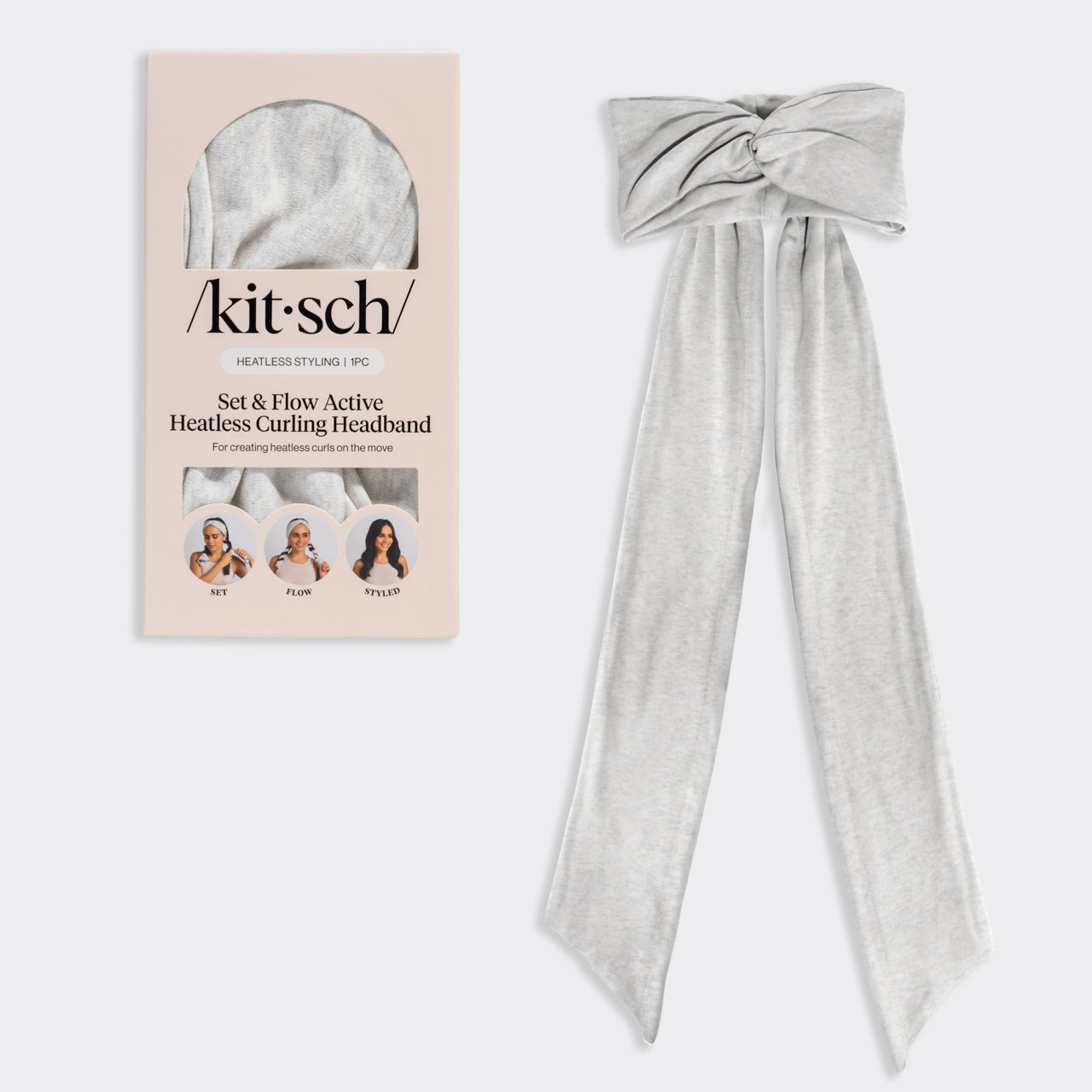 Chocolate Brown Set & Flow Active Curling Headband - Heather Gray Set & Flow Active Curling Headband
